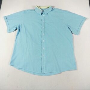 International Report Shirt Mens 4XLT Blue Check Short Sleeve Button Big Tall